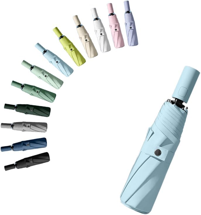 Travel Folding Umbrella Coating Layer Fabric Blocking/Portable Golf/Car Compact Umbrella/Lightweight Small Backpack/Rain Sun Automatic Open/Close anti UPF 50 UV Protection 99.9% /Men Women Kids