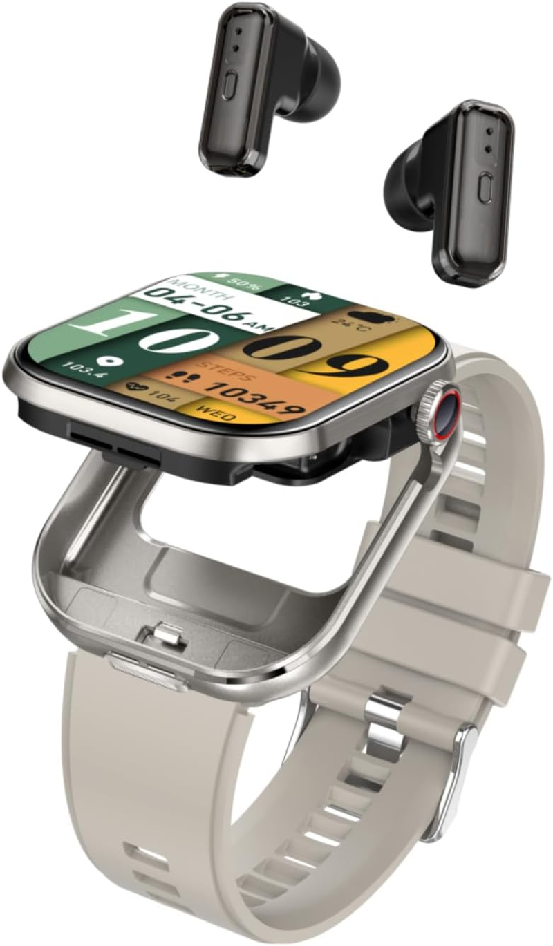 AIEK Smart Watch, Built-In Bluetooth Headphones Heart Rate Sleep Blood Pressure Monitor 2 Inch Touch Display Fitness Watch for Ios Android Smartphone Sports Watch for Men Women (Silver)