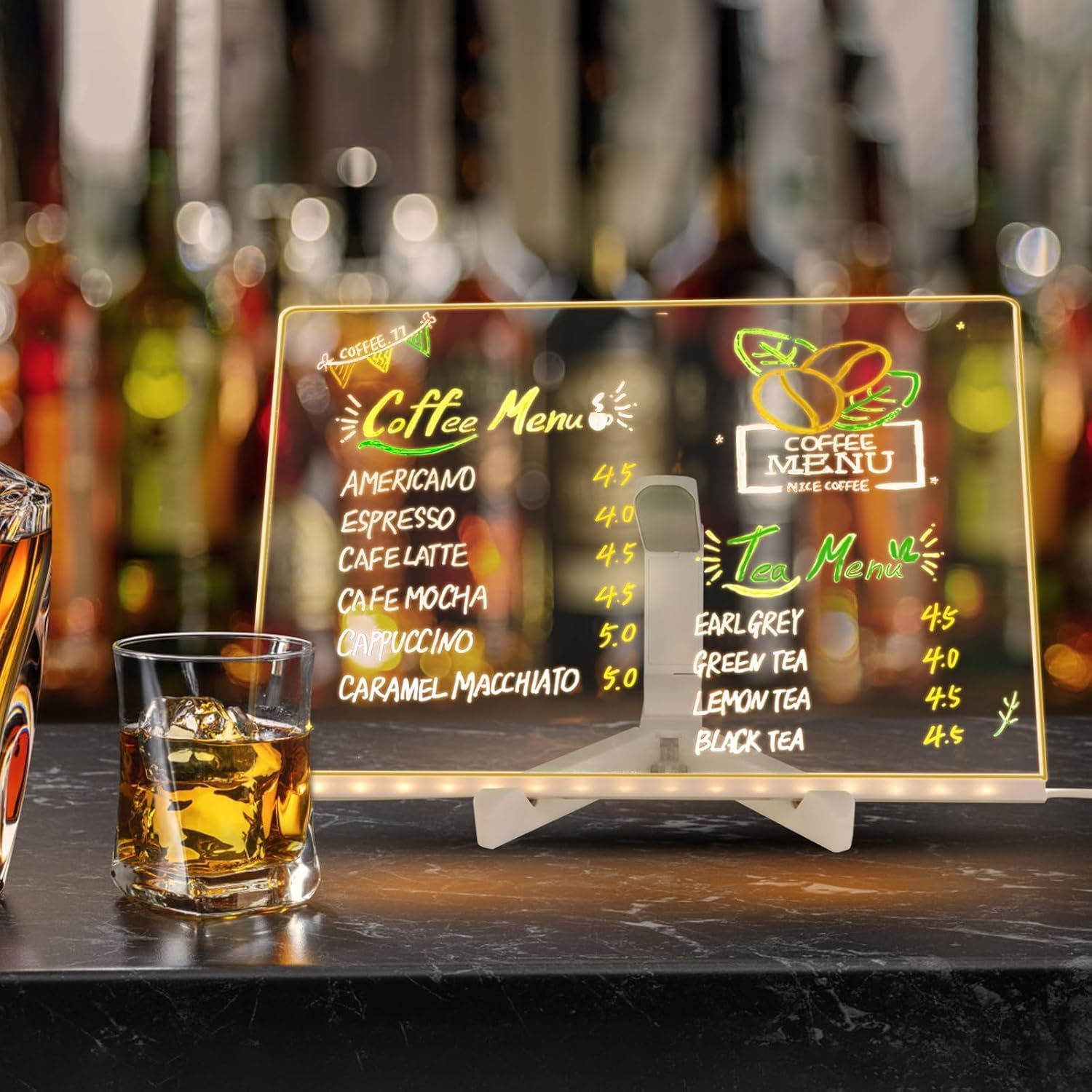 XILIYAI LED Note Board with Colors,Drawing Board, with Adjustable Stand,Rewritable Illuminated Acrylic Notepad- Includes 7 Color Pens- Ideal for Office, School, Home & Kids(11.81Inx7.87In) - 11.8*7.9 In image number 5