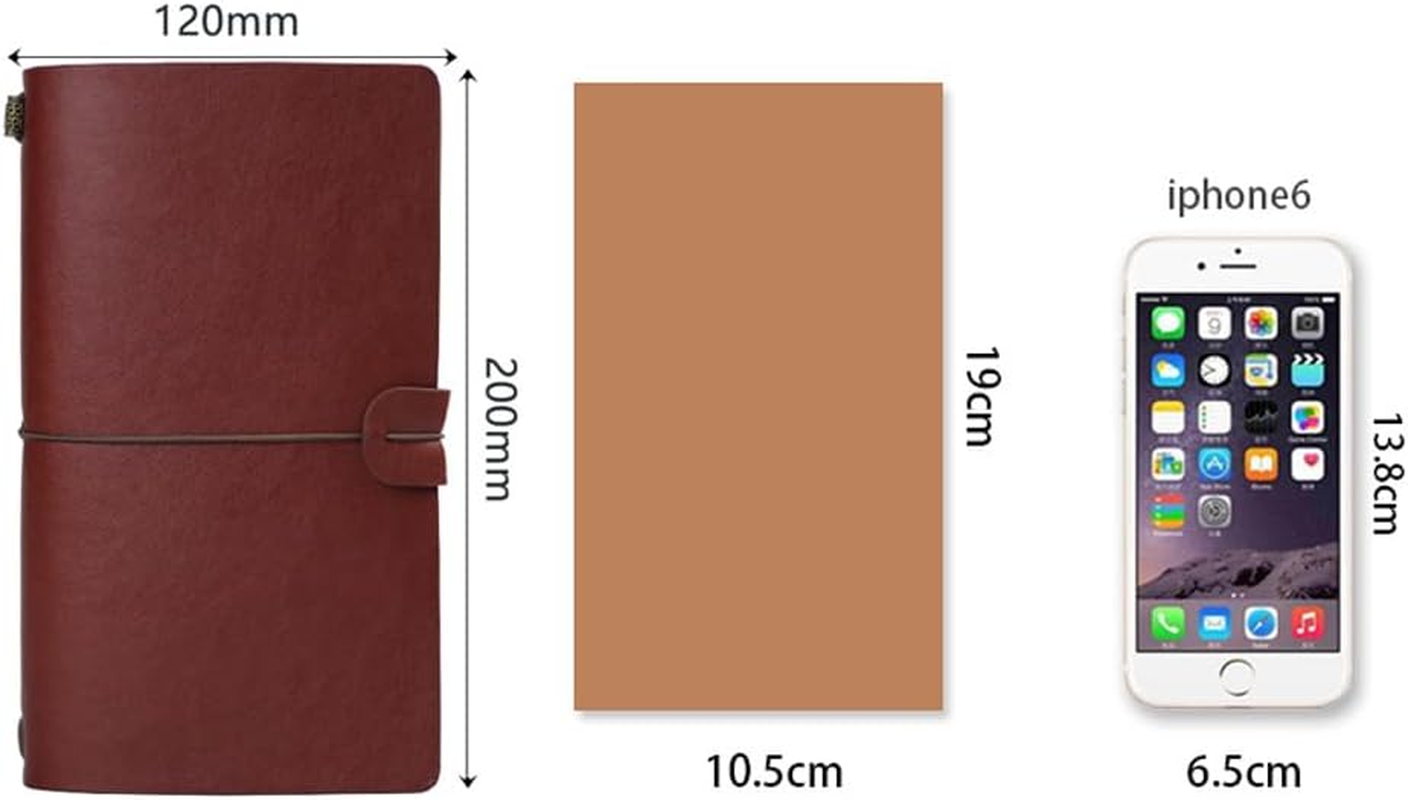 Travel Journal Notebook, Pyhot Vintage Retro Handmade Leather Journal Refillable Note Book with Kraft Paper, Lined Paper and Card Pocket,4.72 X 7.87Inch (Wine) - Brown image number 7