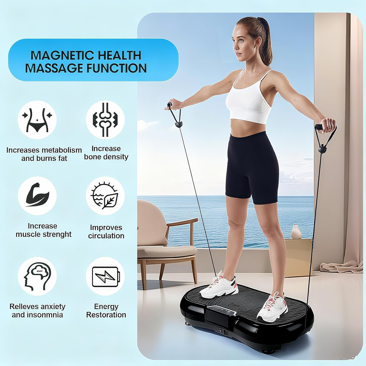 Wacloud Vibration Plate Exercise Machine &ndash; 99 Speed Whole Body Workout Vibration Platform with Resistance Bands & Remote, Weight Loss & Home Fitness Equipment image number 3