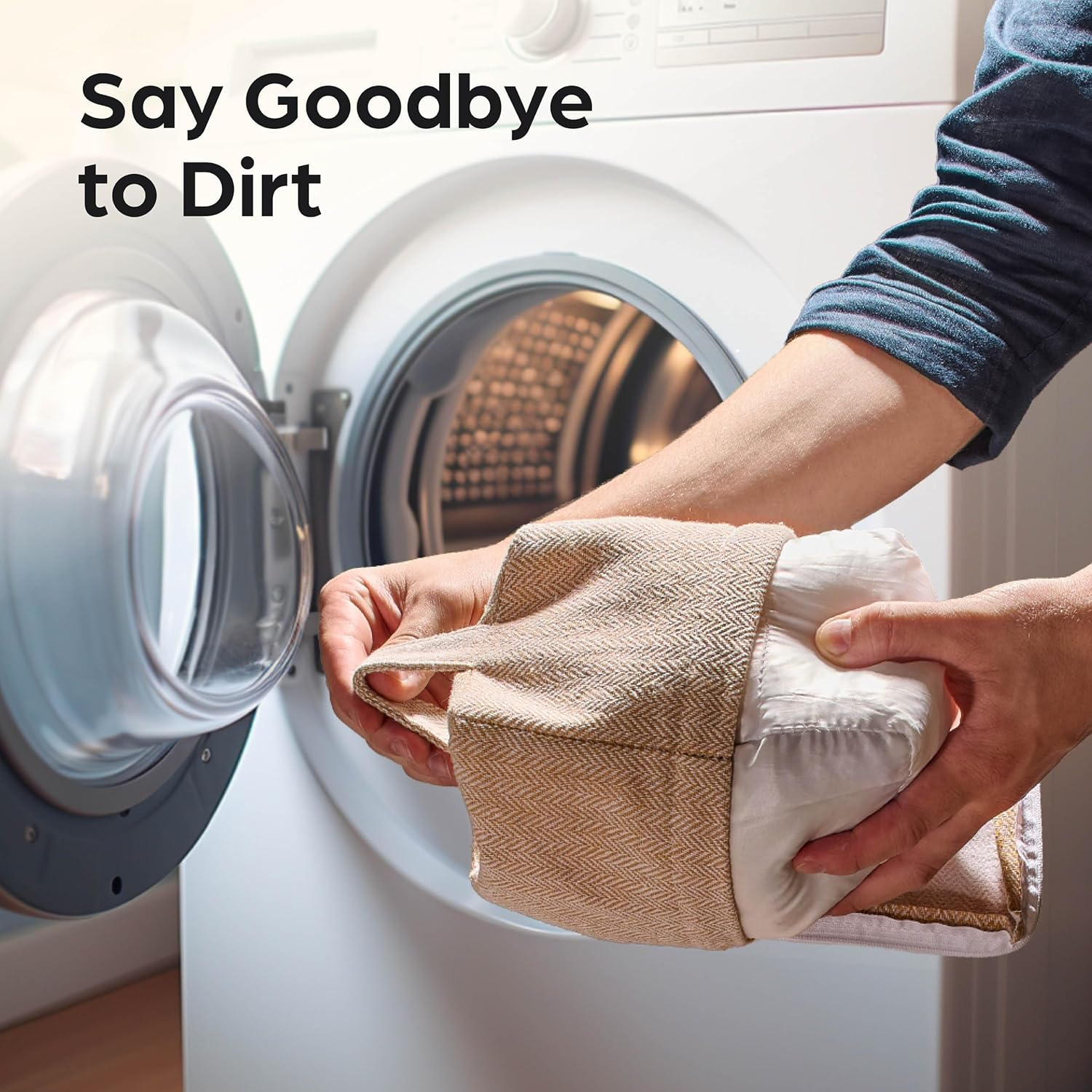 Praknu Door Stop Sack for the Floor - Extra Heavy 1 Kg - with Washable Cover, Carry Handle & Non-Slip Pads - for Home and Office (Beige) image number 1