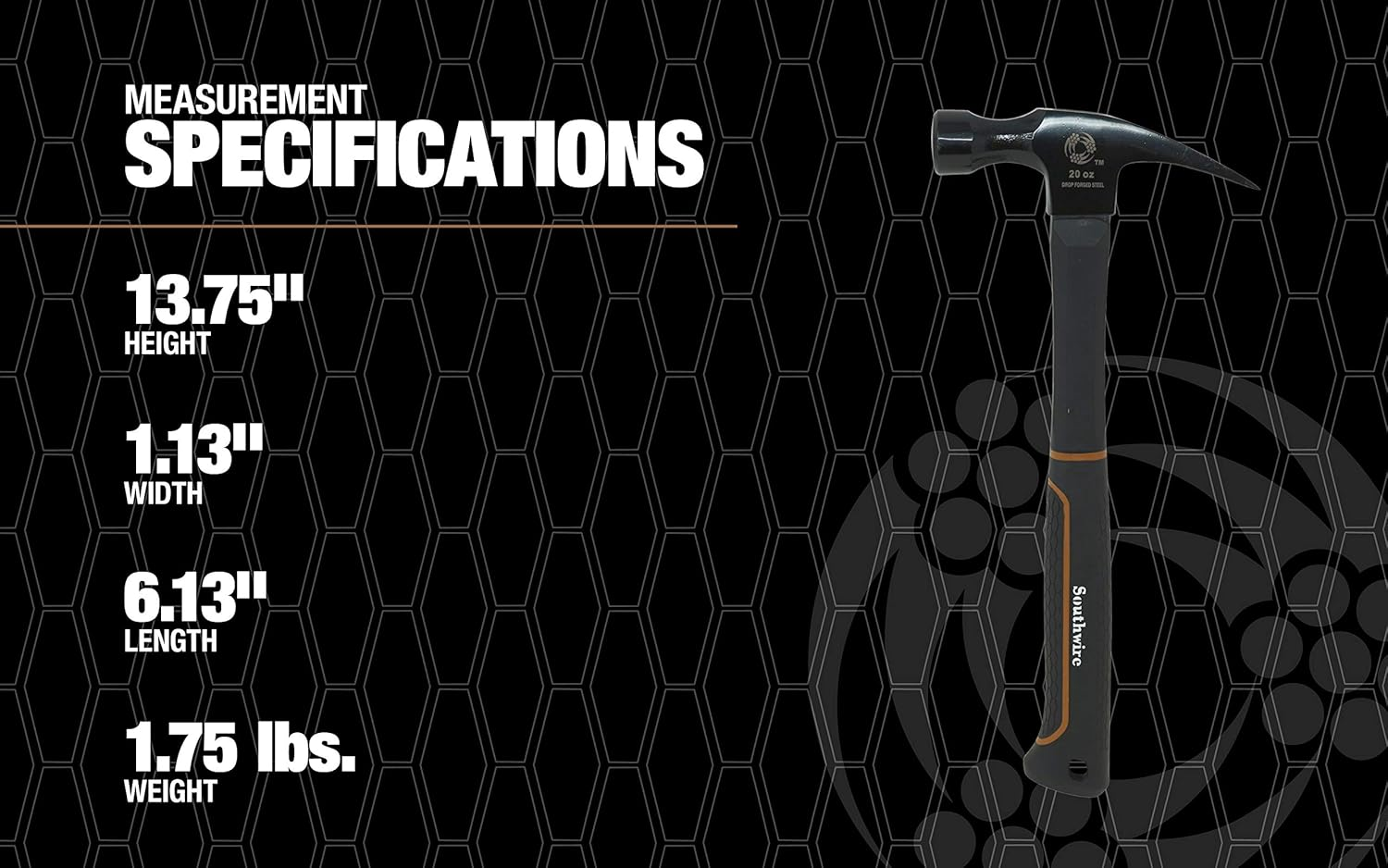 Southwire Bmeh-20 20 OZ. Heavy Duty Electrician'S Hammer; 20 Oz. Head with Smooth Face; Heavy Duty Drop Forged Steel Tether Hole for Safety; Lightweight Fiberglass Handle; 1.75 Lbs 65116840 image number 4