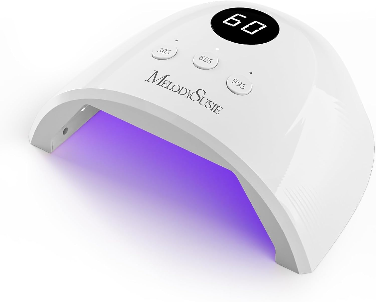 Melodysusie Compact Advanced UV LED Nail Lamp, P-Plus30F Nail Dryer with 3 Timers & Smart Sensor Cures All Gels, Especially Rhinestone Glue, Solid & Liner Gel Polishes for Advanced DIY at Home-White image number 6