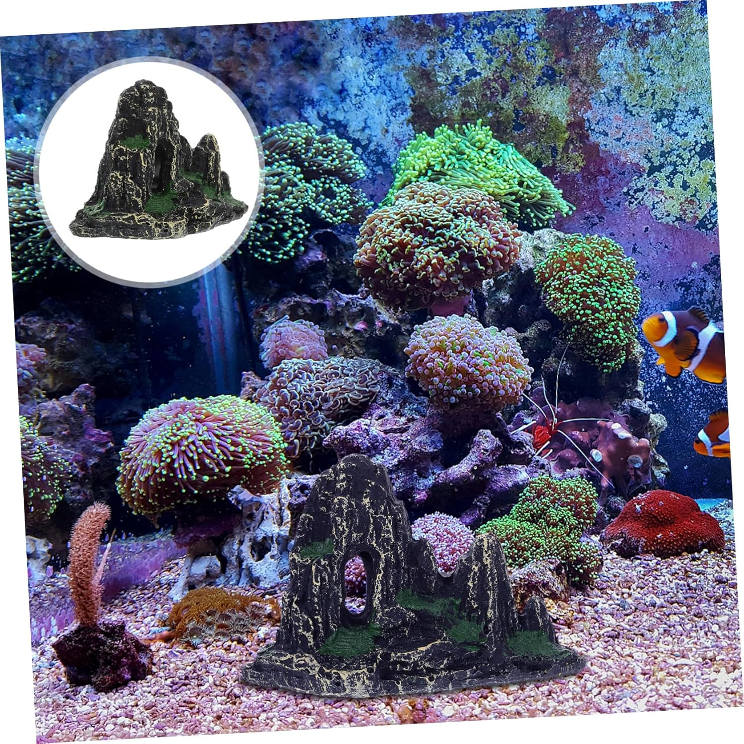 FIXOSHEE Artificial Rockery Ornament Simulation Hill Aquarium Decoration Resin Fish Tank Landscaping Statue for Aquatic Pets Aquarium Scenery image number 5