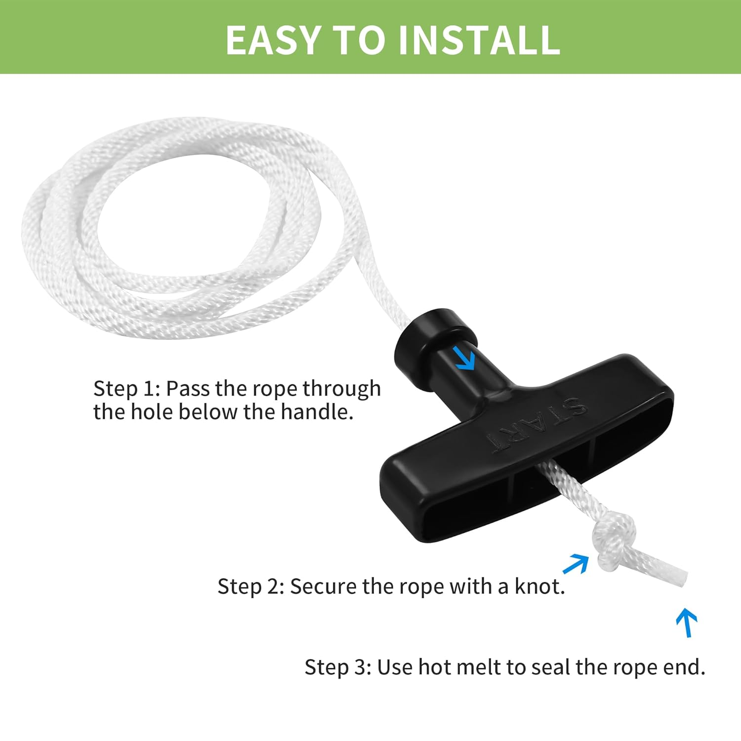 4-Pack Pull Cord 3.9 Ft with Recoil Starter Handle, 4.0Mm Pull Start Rope Fit for Honda GX160 GX200 GX240 GX270 GX340 GX390, Pull Starter for Lawn Mower, String Trimmer, Generators, Small Engines image number 6