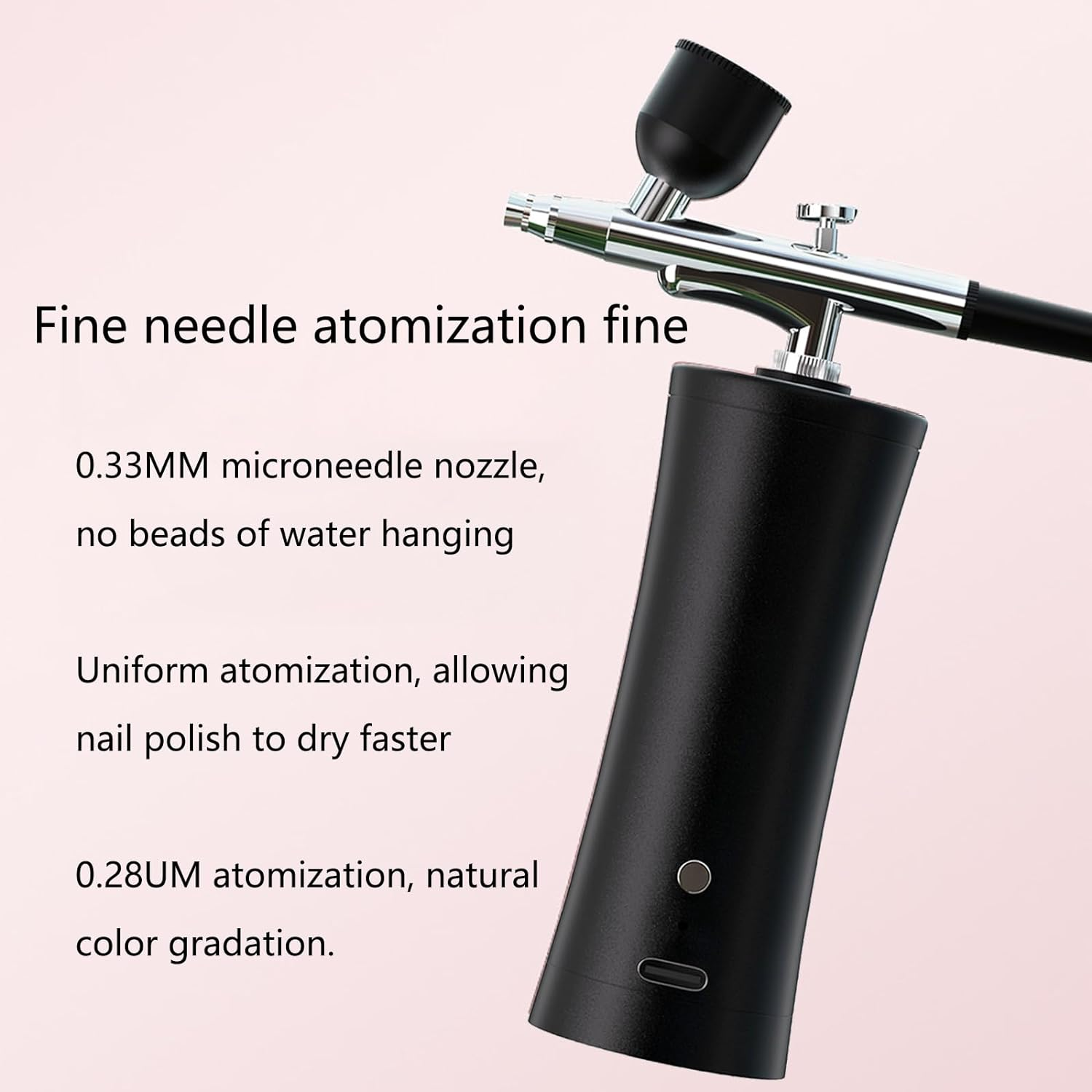 Roseflower Cordless Airbrush Kit with Compressor, Mini Portable Makeup Airbrush Set, USB Rechargeable Air Brush Kit for Nail Art, Makeup, Cake Decoration, Painting, Deep Moisturizing Face Spa#Black image number 1