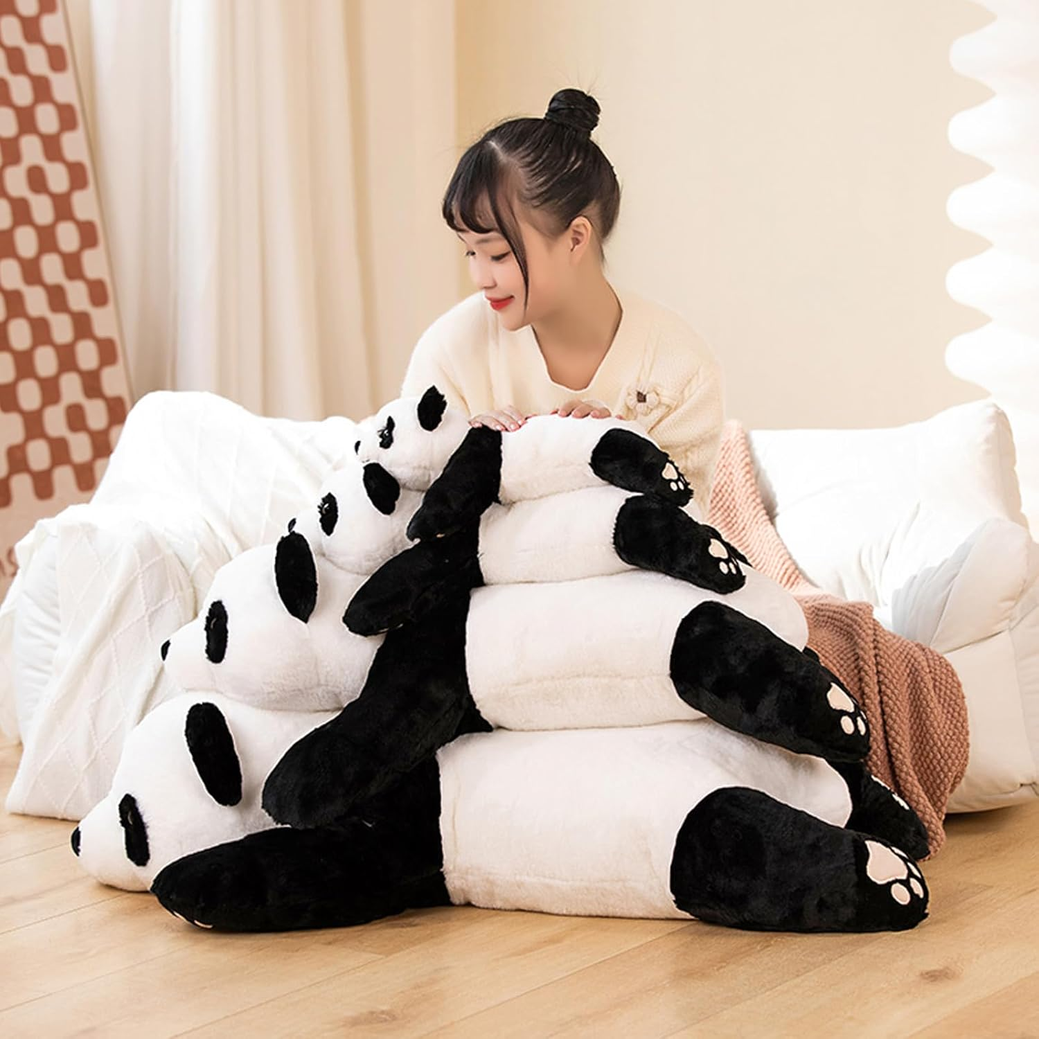 Weighted Stuffed Animals, 15.3" Weighted Panda Plush Toy Cute Panda Weighted Plush Animals Pillow Gifts for Kids Adults Birthday, Valentine'S Day image number 2