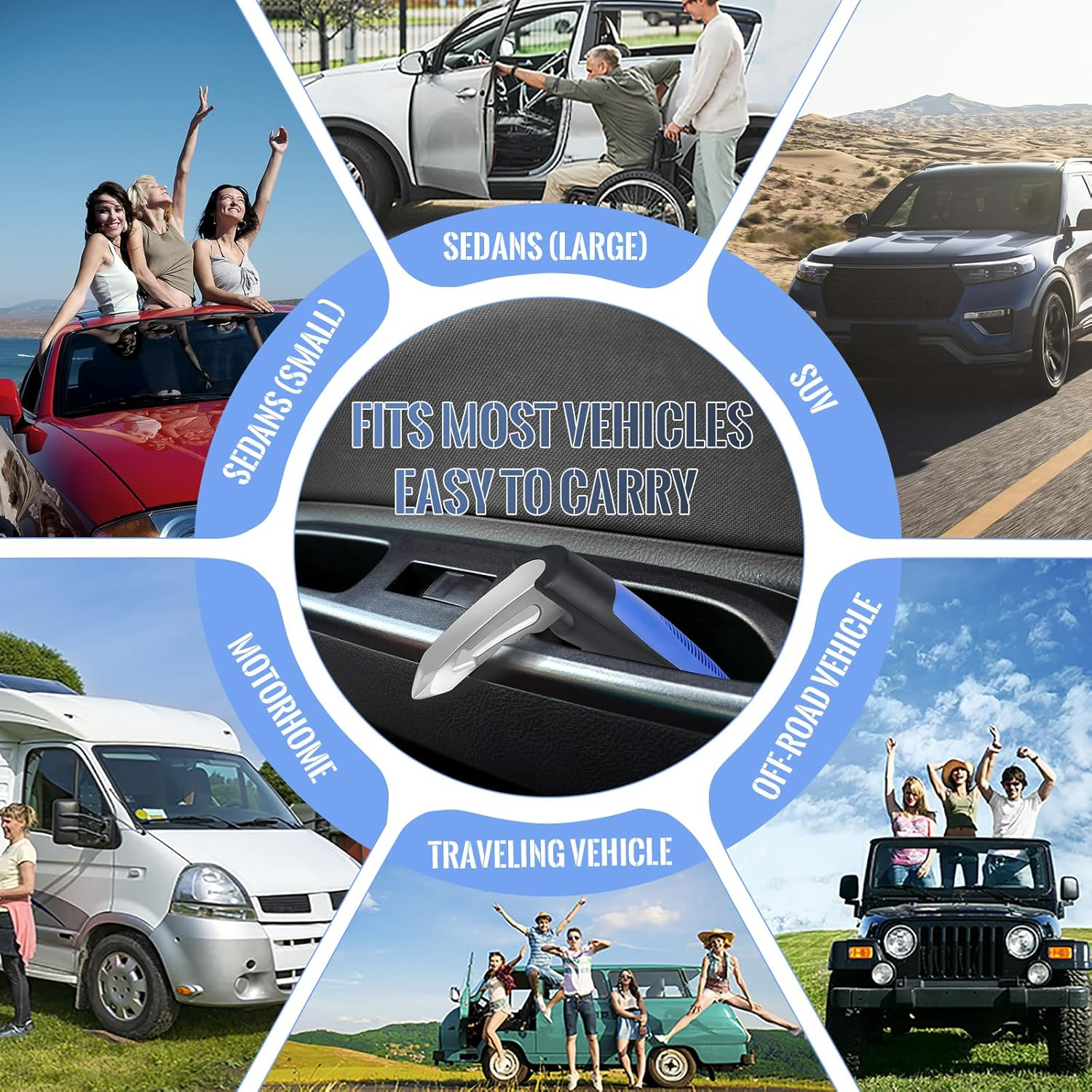 2Pcs Car Door Assist Handle,Portable Multifunction Vehicle Support Handle for Elderly,Window Breaker,Car Emergency Tool image number 1