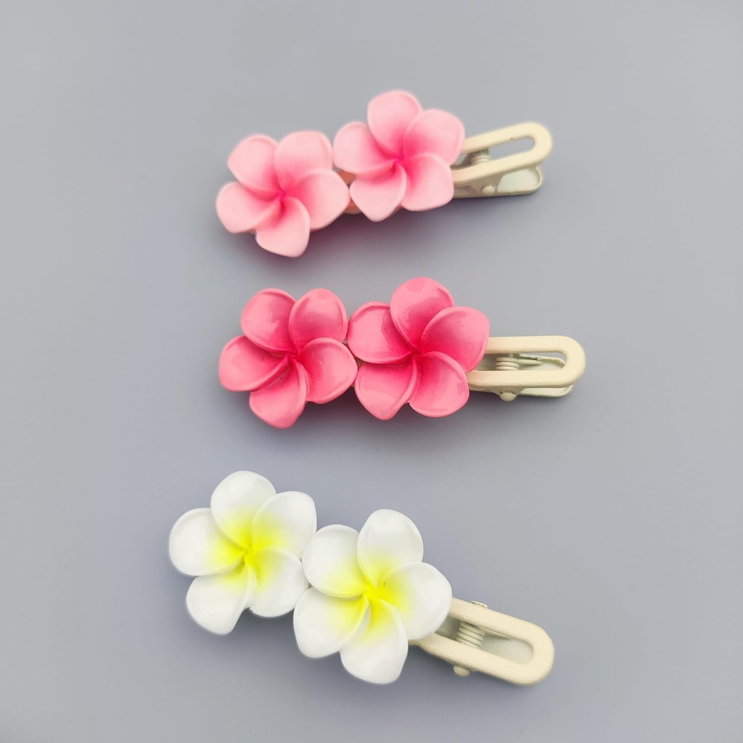 6Pcs Plumeria Flower Clips Hawaiian Frangipani Plumeria Clips Flower Hairpin Hair Accessories for Beach Wedding Summer Holiday image number 6