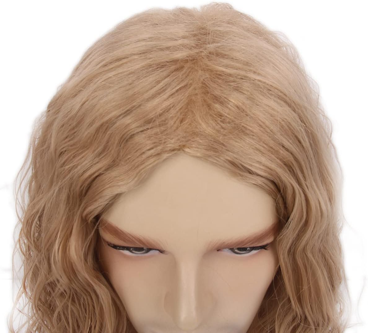 Stfantasy Mens Platinum Blonde Wig Long Curly Wigs for Men Mid Length Middle Part Synthetic Hair for Man Male Cosplay Winter Soldier Costume&hellip; (Blonde)