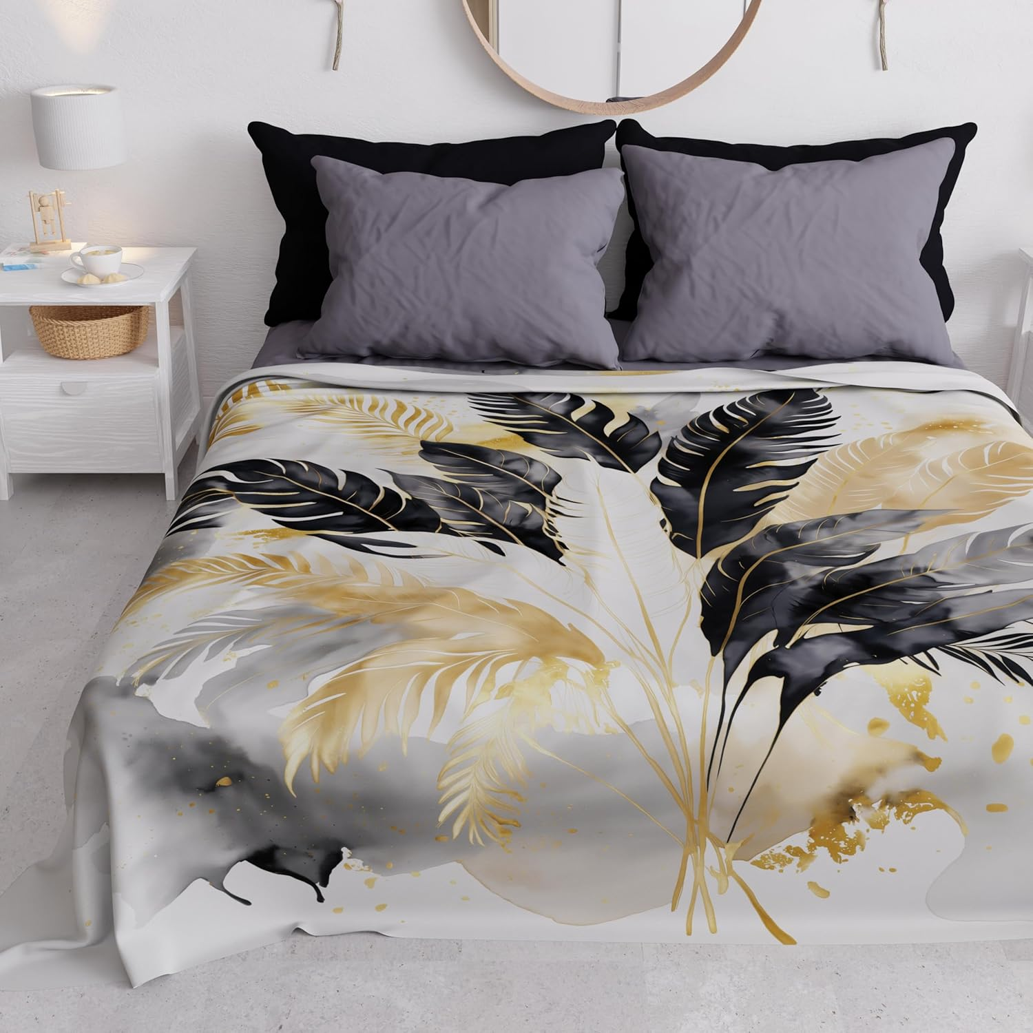 PETTI Artigiani Italiani - Double Bedspread Spring and Summer Lightweight Double Bed Linen Red Palm Tree 100% Made in Italy