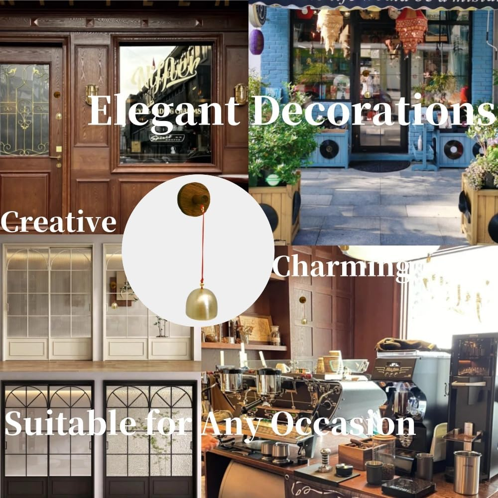 Vintage Wooden Shop Door Bell, Adhesive Metal Doorbell Chime for Entrance, Door Ornament (Pure Copper, 3.9Cm) image number 5