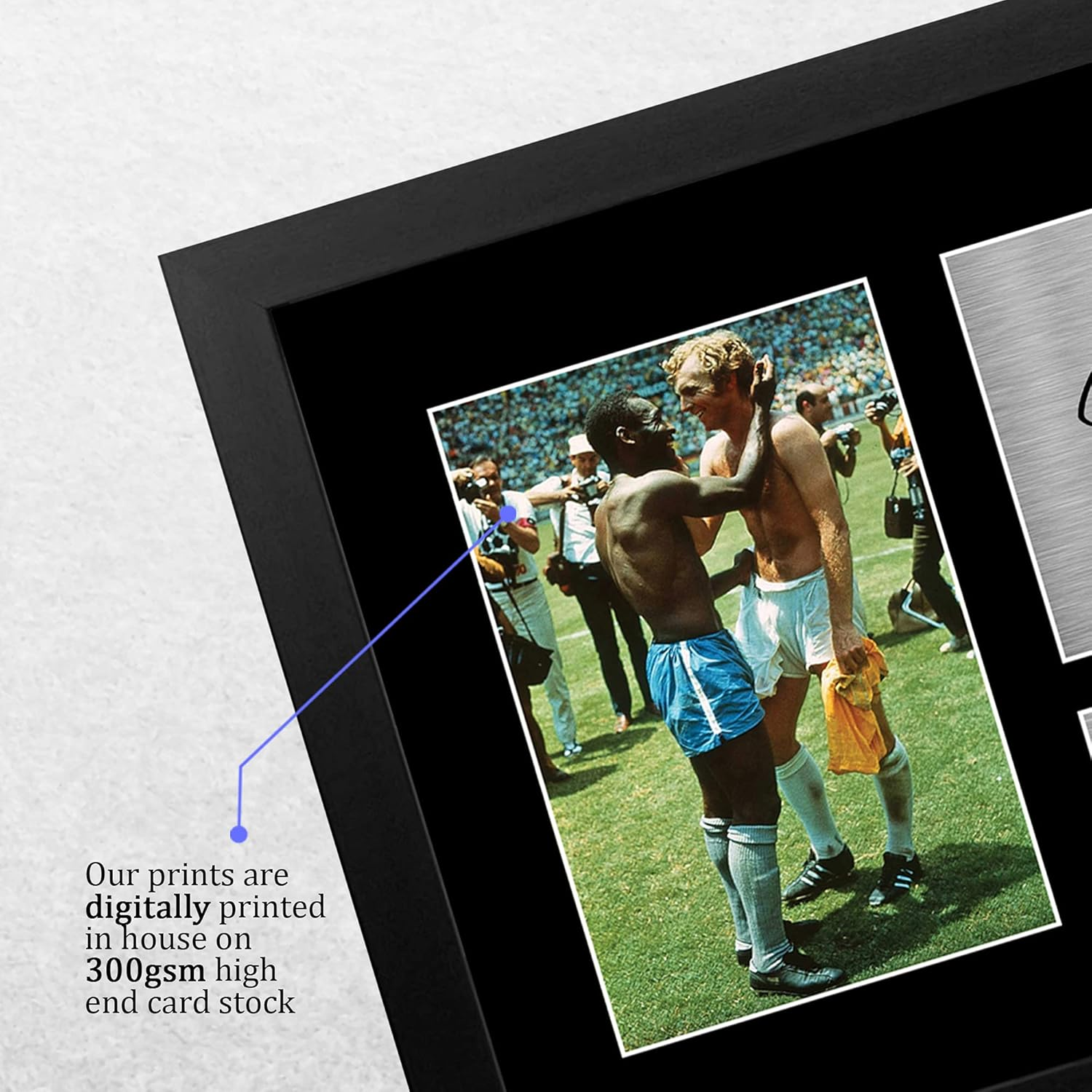 HWC Trading FR A4 Pele & Bobby Moore Iconic Footballers Gifts Printed Signed Autograph Picture for Football Fans and Supporters - A4 Framed image number 1