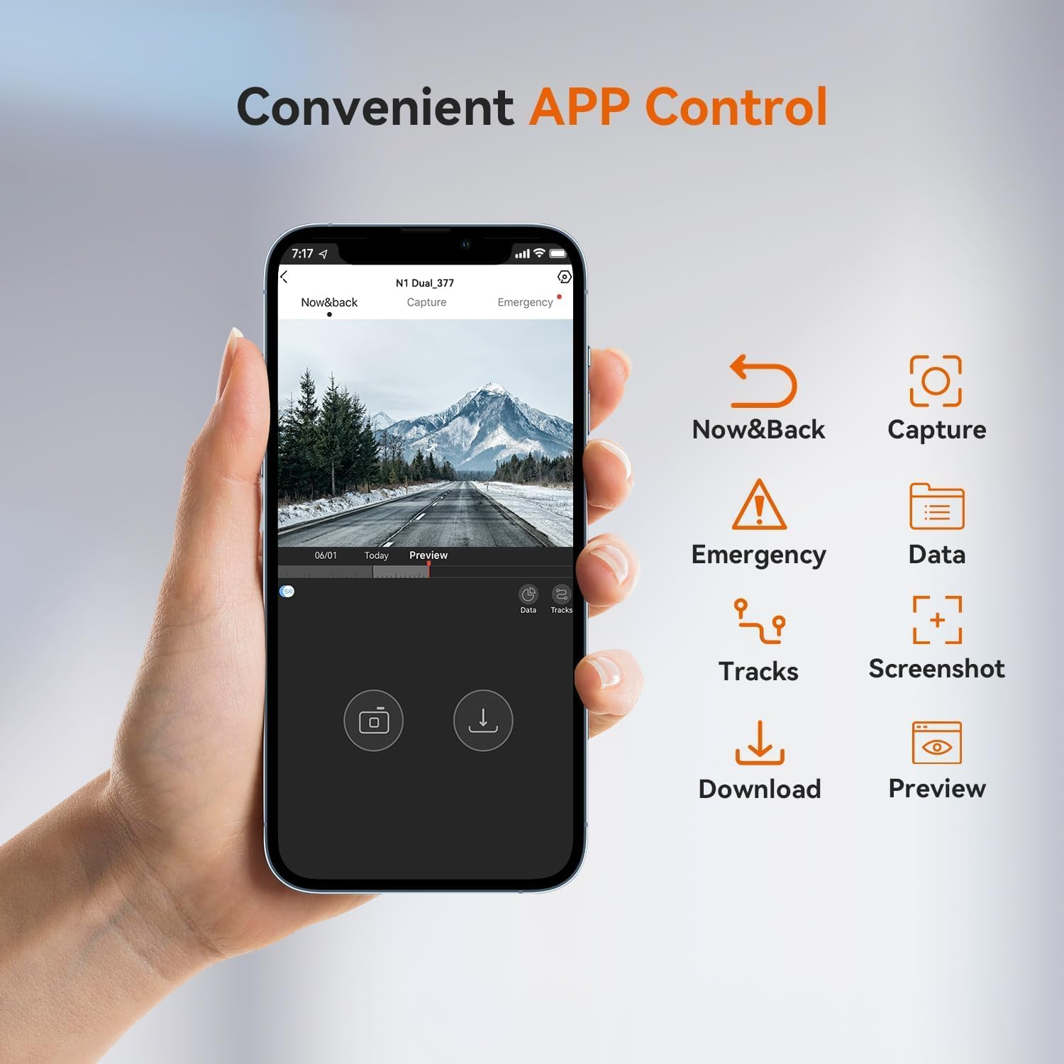 DDPAI Car Dash Cam 1296P+1080P Front and Rear Built-In Wifi G-Sensor with Smart APP Control, Night Vision, WDR, Loop Recording, Collision Lock, 24 Hours Parking Monitor, Support 256GB TF Card, N1 Dual image number 5