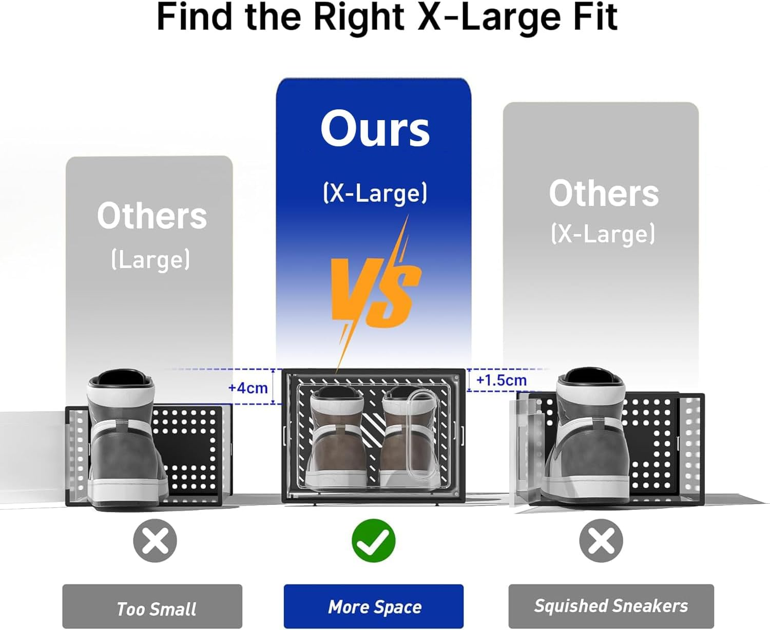 Large Shoe Storage Box, Fit up to Shoe Size 13, Shoe Organizer for Closet, Clear Stackable Sneaker Containers Bins, Space Saving Foldable Shoe Rack (Set of 12Pcs) image number 4