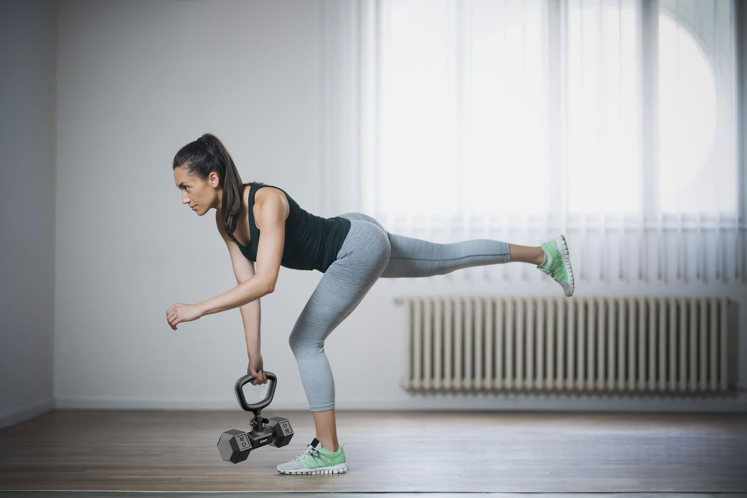 Dumbbell Kettlebell Converter by SEWD &ndash; Convert Dumbbells into Kettlebell for Home Gym Fitness &ndash; Adjustable Weights & up to 220LB Capacity Kettlebell Handle for Weight Lifting, 90-Degree Rotating