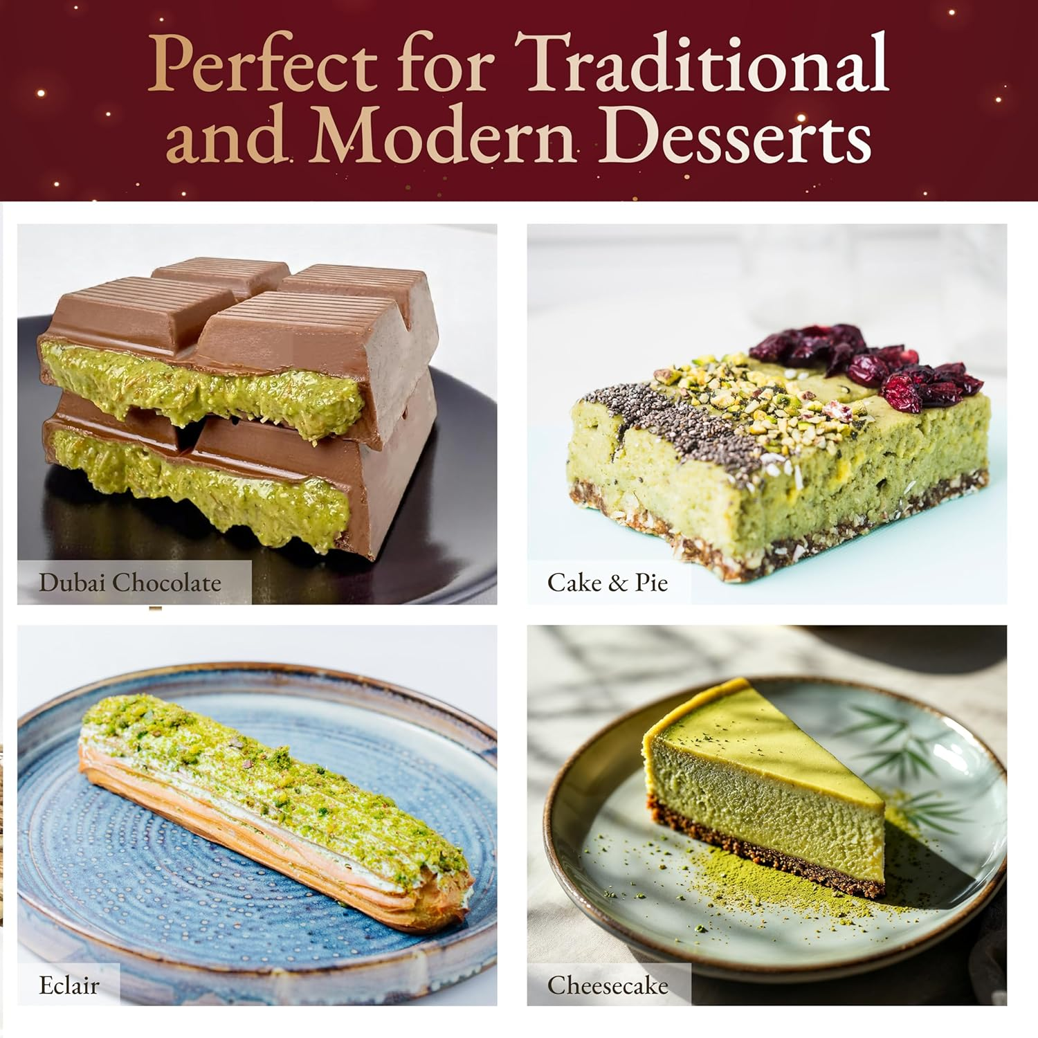 Gulluoglu Pistachio Cream, Pistachio Butter, Best for Dubai Chocolate, Turkish Premium Pistachios Cream 7 Oz, 200 G Perfect Taste for Dubai Chocolate