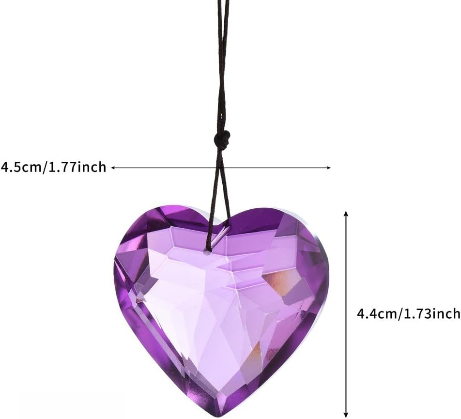 Colorful Heart Crystals Suncatcher Hanging Sun Catcher with Chain Pendant Ornament for Window Home Garden Christmas Day Party Wedding Decoration (Purple) image number 4