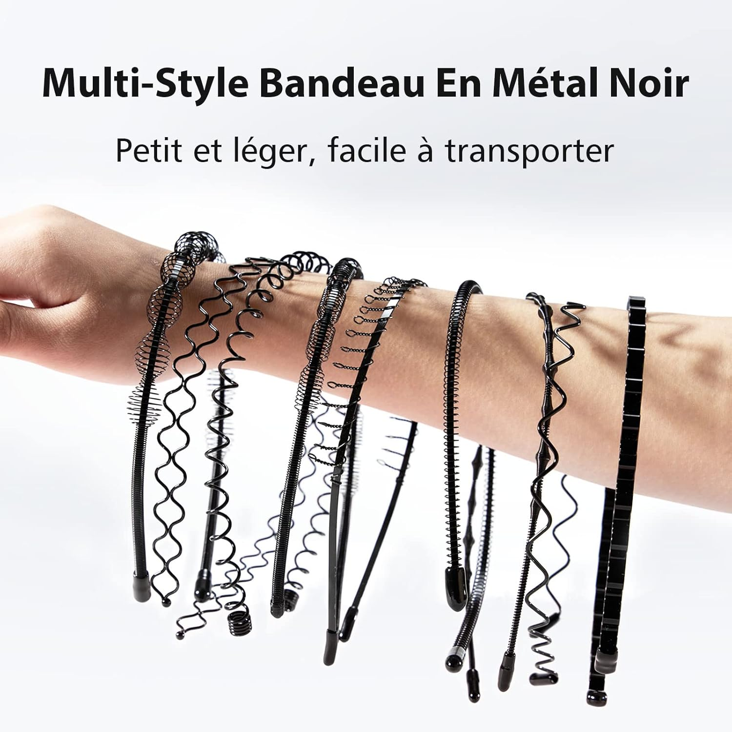 Pack of 12 Metal Headbands, Wave Hair Bands for Men and Women with Non-Slip Teeth, Black Non-Slip Elastic Fashion Headband Hair Styling Accessories for Sports, Fitness, Daily Makeup (Black) image number 4