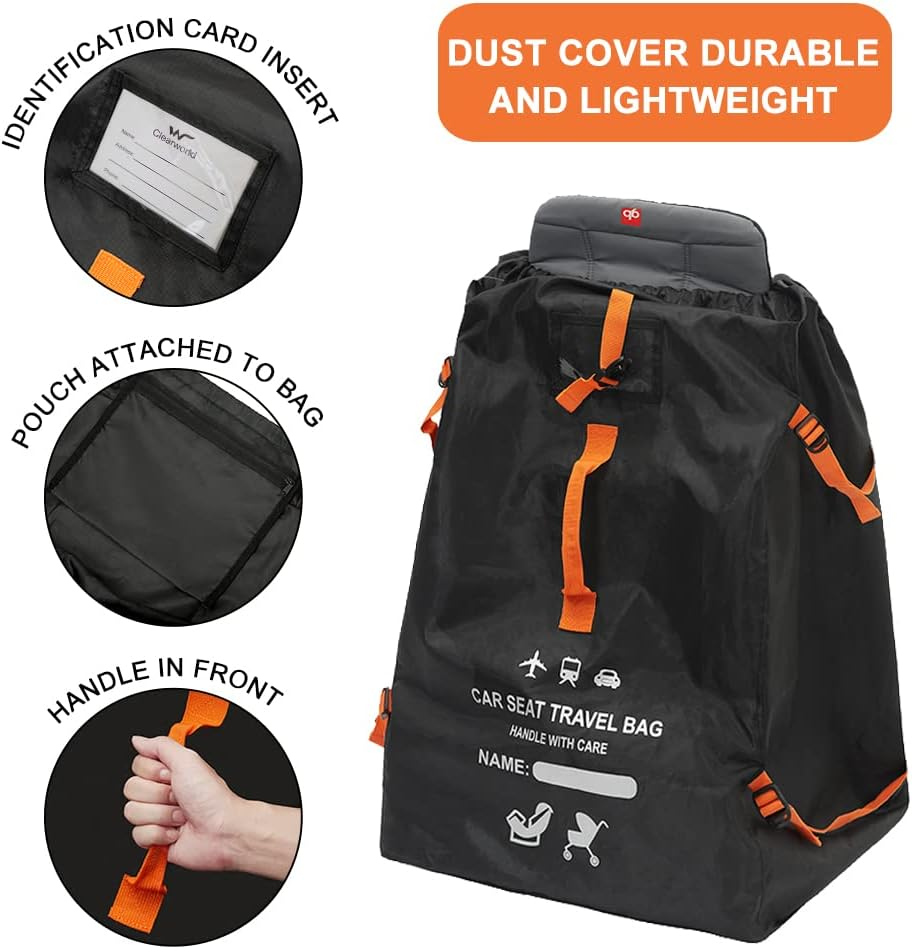 Clearworld Car Seat Travel Bag for Air Travel, Durable Gate Check Bag for Airport,Foldable Baby Stroller Travel Carry Bag, Fits Car Seats, Infant Carriers & Booster,Universal Size - Black image number 3