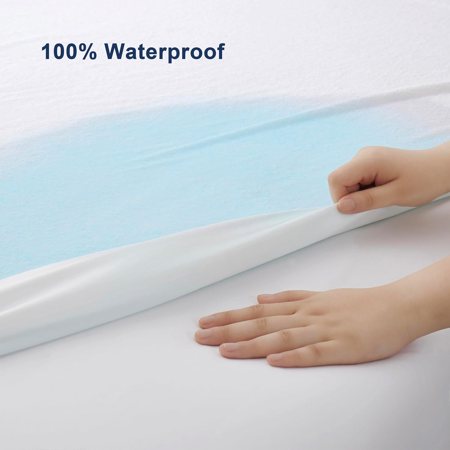 Mumullum 100% Waterproof Mattress Protector Queen Size, 40CM Deep Pocket Design Towelling Mattress Cover Pad, Fitted Washable and Breathable Pad Bed TPU Layer image number 4