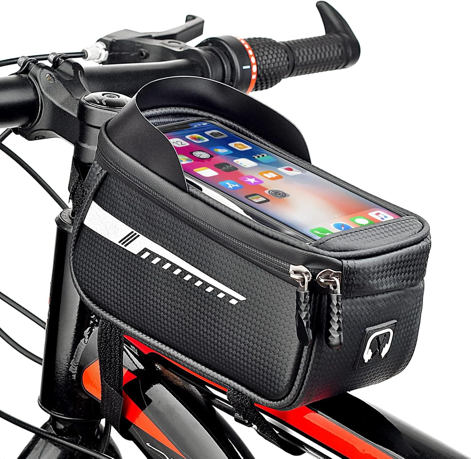 VNPONV Bike Phone Bag Waterproof under 7'' with Rain Cover, Bike Frame Bag for Phones, Phone Holder for Bike Accessories, Bicycle Phone Front Frame Bag with Sensitive TPU Touch-Screen image number 3