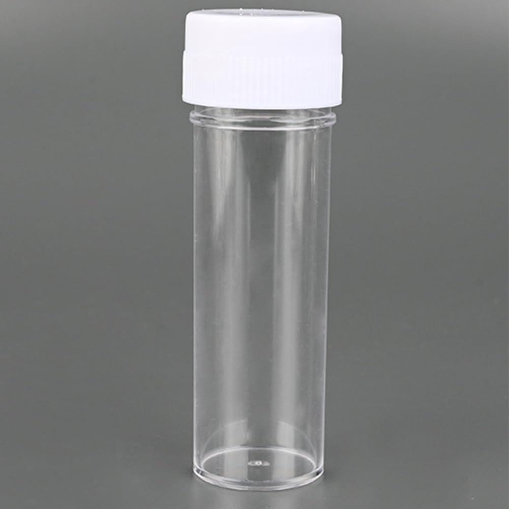 12PCS 25Ml/0.85Oz Empty Reusable Clear Plastic Sample Bottles Sputum Culture Testing Tube with White Screw Cap Cosmetic Vial Storage Containers for Scientific Experiment image number 2