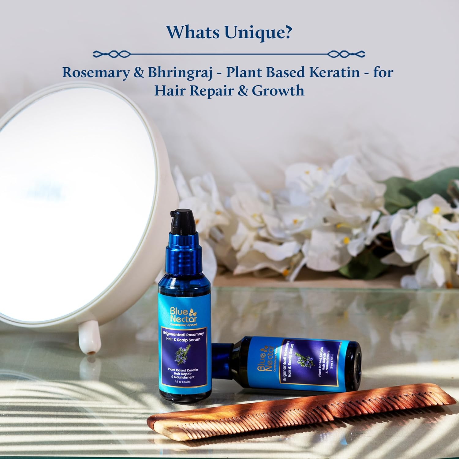 Blue Nectar Rosemary Hair Growth Serum for All Hair Types (17 Herbs, 50Ml)