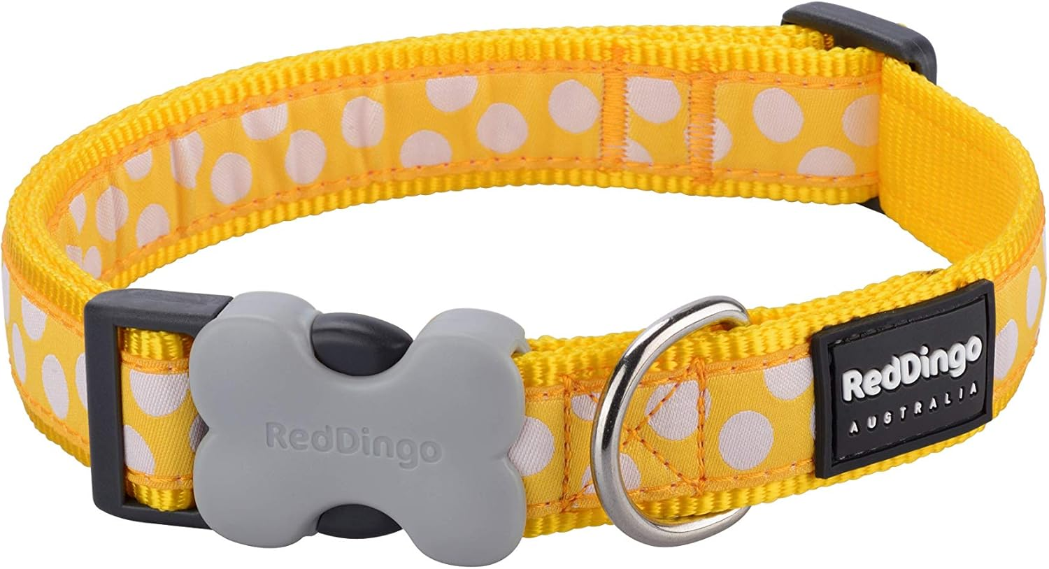 Red Dingo Dog Collar, Blue Spots on Brown, 20Mm MEDIUM image number 3