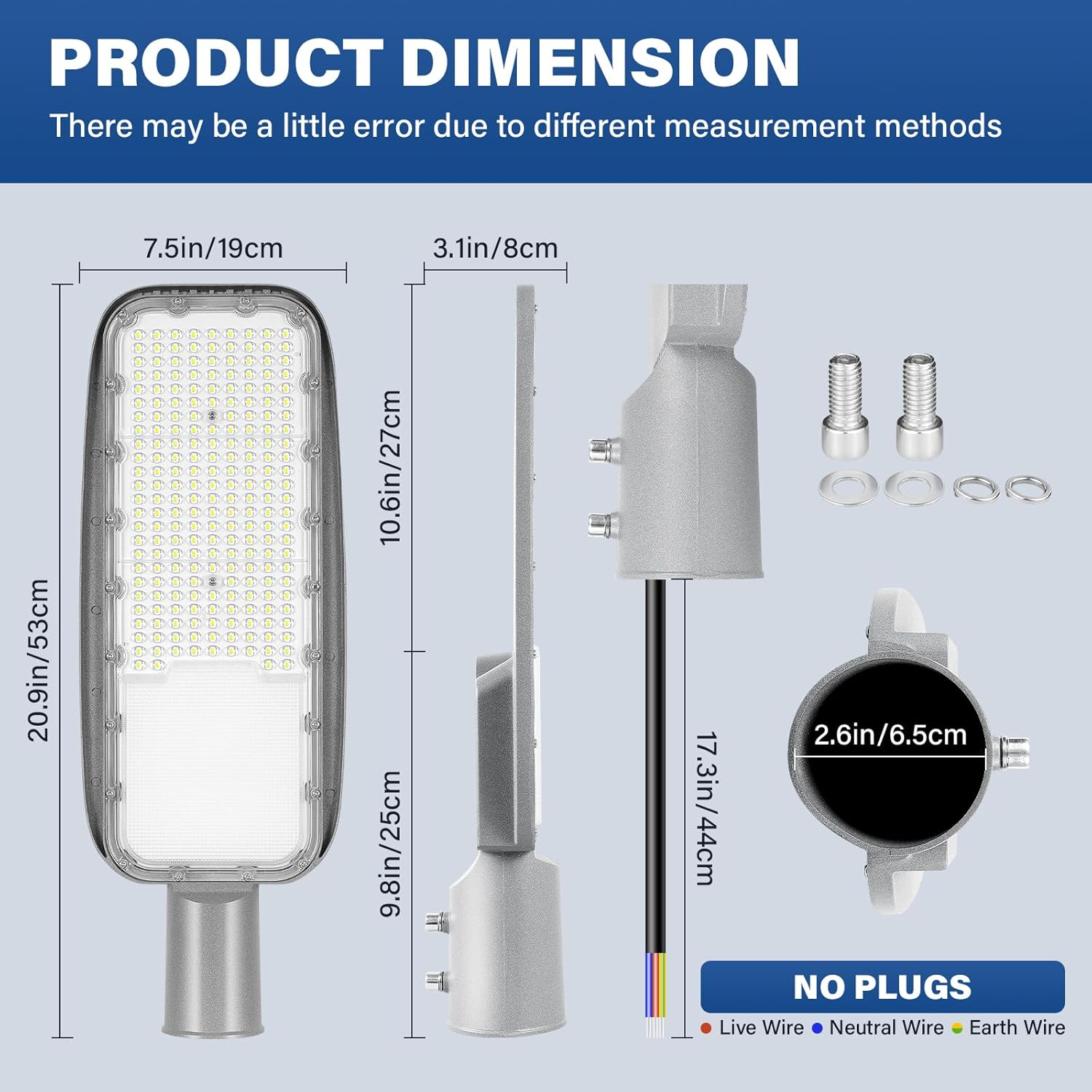 RIGIDON LED Street Light for Outdoor Use, 200 W, 13892 Lm, IP66 Waterproof, Warm White Parking Light for School Street, Parking, Basketball Court, Yard, Square, Garage, Garden, Flood Lights 4000 K image number 2