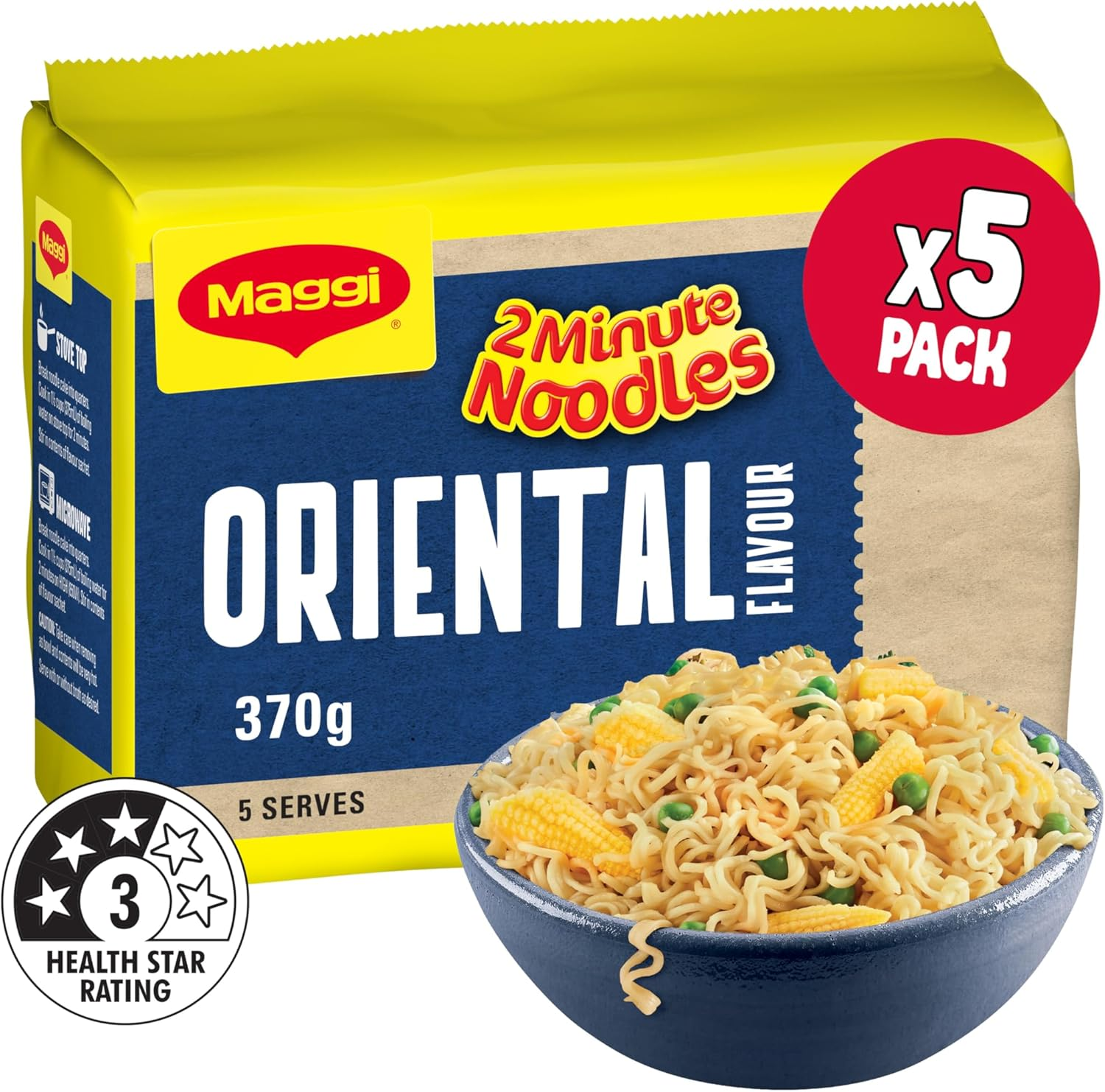 MAGGI 2 Minute Oriental Flavour Noodles 30 Pack, (6X5 Pack) image number 2