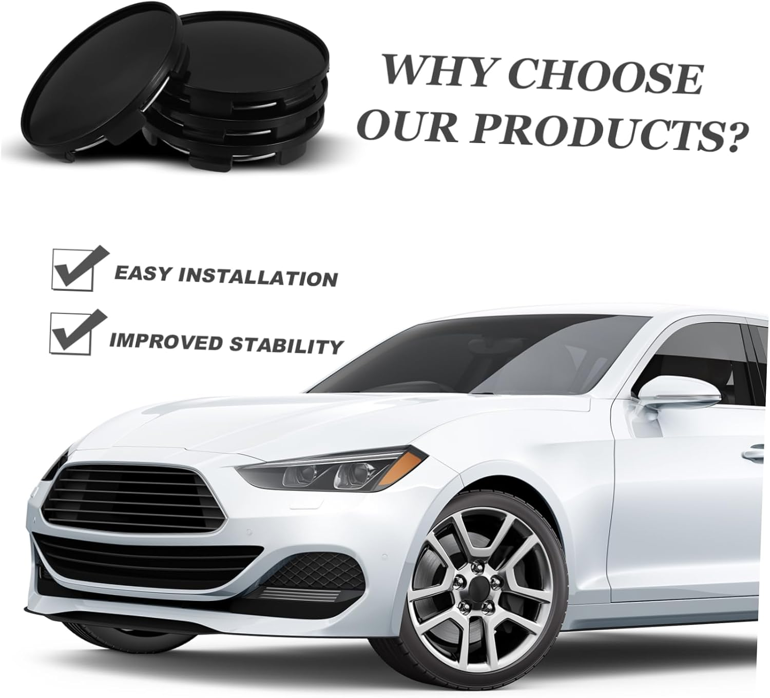 GLEAVI 4Pcs Wheel Hub Center Caps Abs Covers for Car Modifications Outer Easy Installation Stylish Wheels from Dirt and Debris