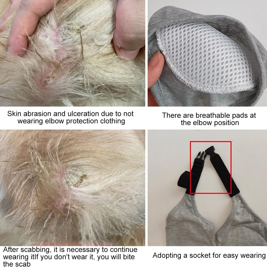 Elbow Pads for Dogs, 1 Piece Front Leg Sleeves for Dogs, Dog Elbow Bandage Protector, Dog Front Leg Pads, Elbow Bandage Protector, for Hot Spots, Wounds, Bandages, Grey, L image number 2