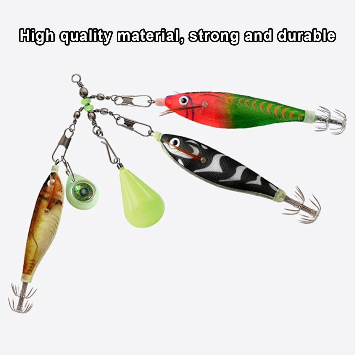 AIMALL 15PCS Wooden Shrimp Rig Swivel - Luminous Bead Turnaround Pin, 360&deg; Rotation, Moisture Resistant, PP Material Fishing Accessories image number 1