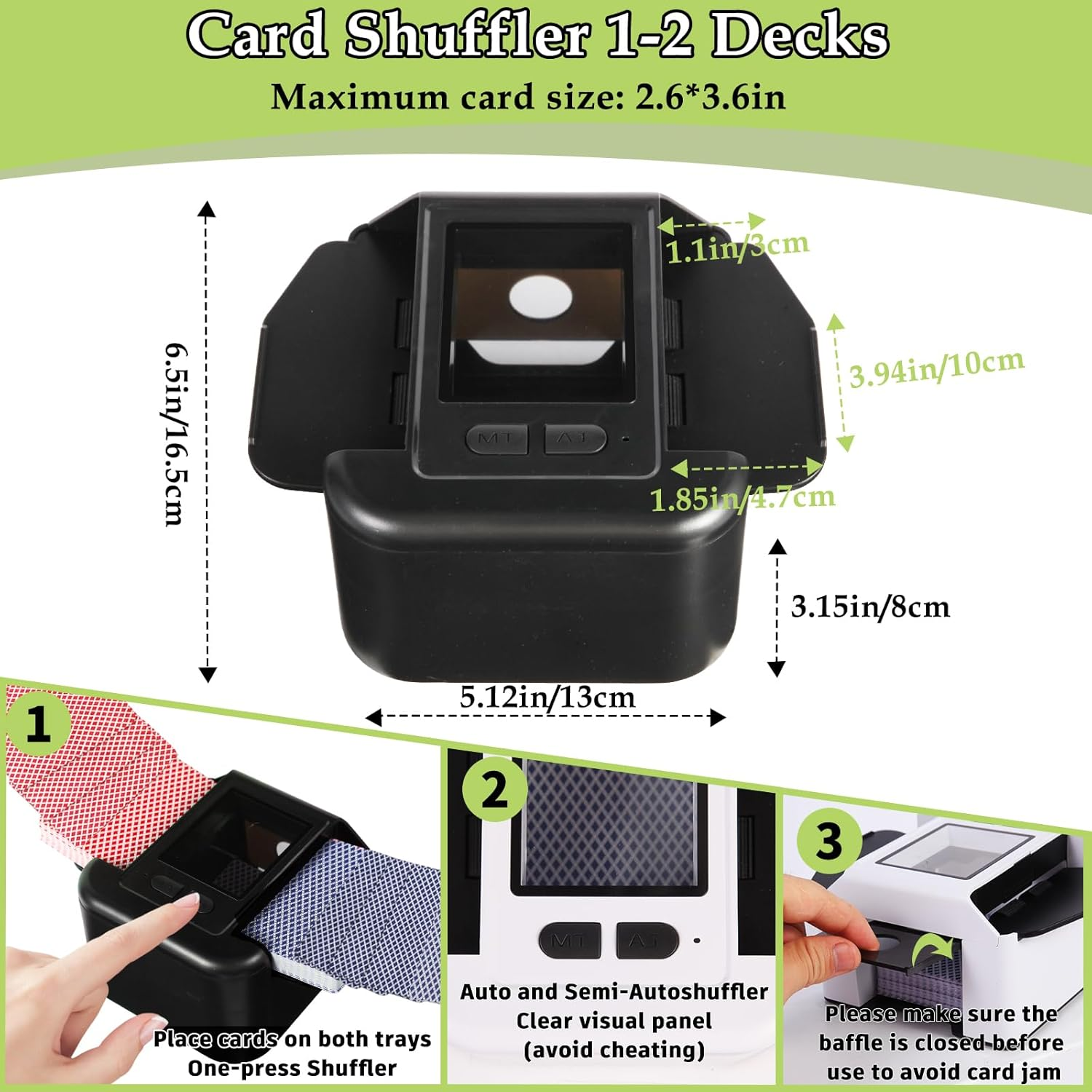 Rechargeable Automatic Card Shuffler for 2 Decks, 2000 Mah Built in Battery USB-C Charge, Low Noise Fast Shuffle, Smart Auto Shuffler for UNO Poker Blackjack Skip-Bo Texas Hold'Em Canasta Skyjo image number 1