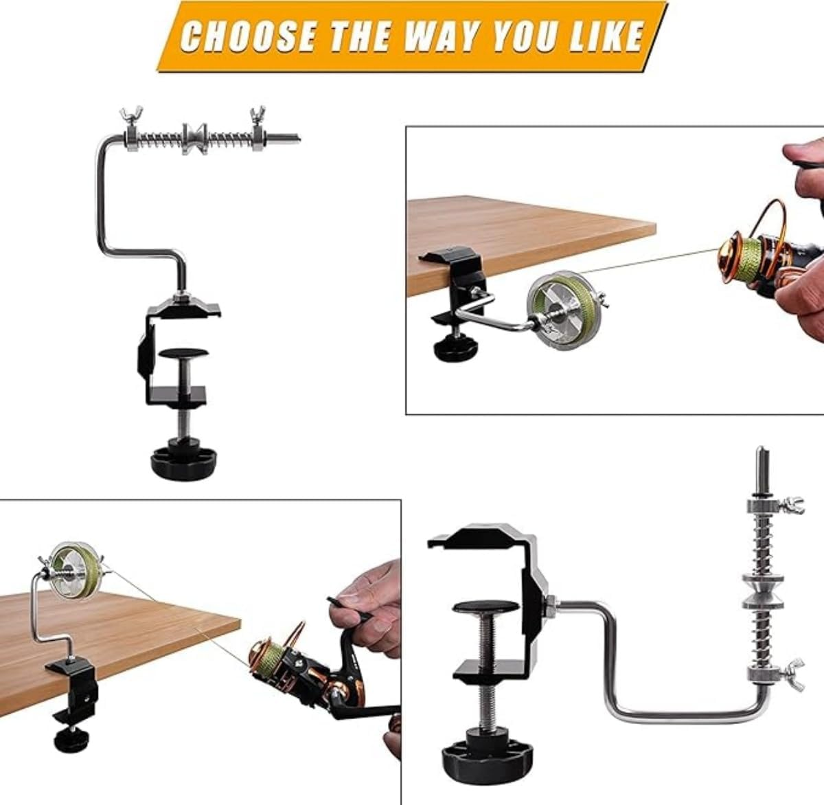 YAOYAOLING Spinning Lines Winder, Fishing Line Spooler, Portable Fishing Line Reel for Longlining, Silvery