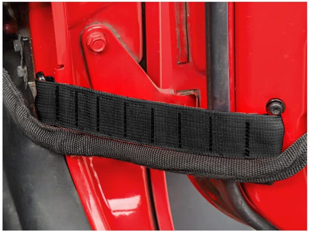2PCS Door Limiting Straps Compatible with Wrangler CJ YJ TJ JK JKU JL JLU 1985-2023,9Inch Adjustable Heavy Duty Door Check Limiting Straps with Load 1000 Lb,Unique Car Door Guard (Black) image number 6