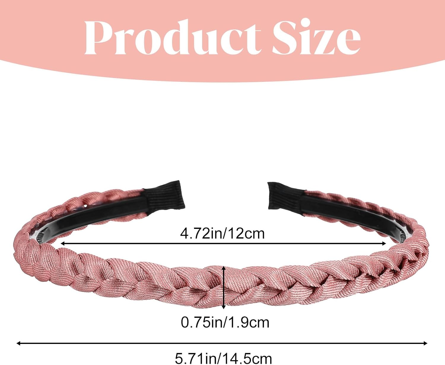 Gjinxi 6 Pack Braided Headbands for Women&Girls, Thin Headbands Non-Slip Head Bands for Women'S Braid Headband with Teeth Fashion Head Band Flexible Hairbands with Fabric Twisted Boho Hair Accessories image number 1