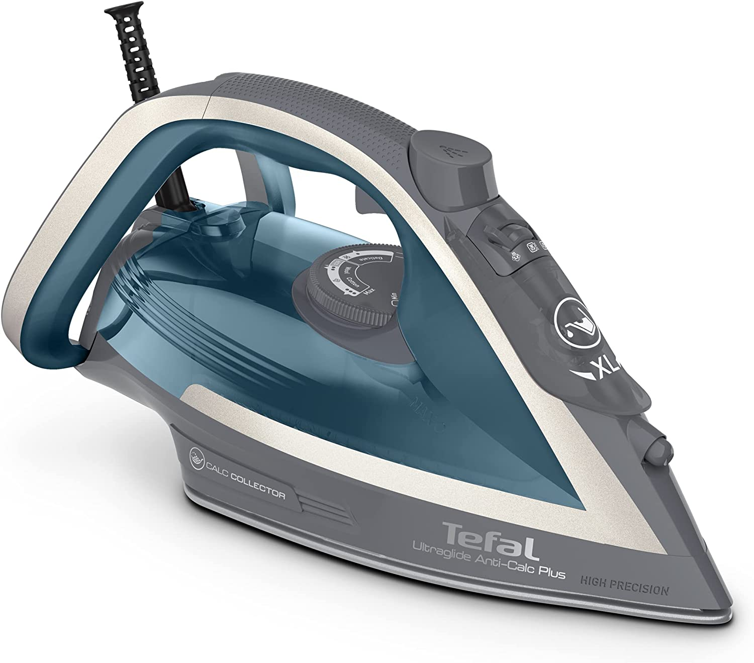 Tefal Ultraglide plus Steam Iron, FV5844, Power 2400W, Continuous Steam Output 45 G/Min, Steam Boost 165 G/Min, Vertical Steam, anti Drip, Auto Off, anti Scale, Water Level Indicator