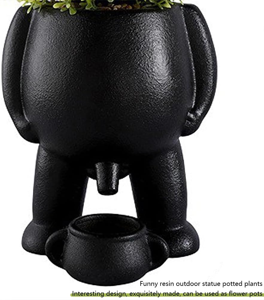 HYAVIA Funny Peeing Planter Pots &ndash; Unique Face Flower Pots for Indoor/Outdoor Decor, Cute Succulent Head Planter for Home Garden, Quirky Gift Idea for Plant Lovers, Black image number 2