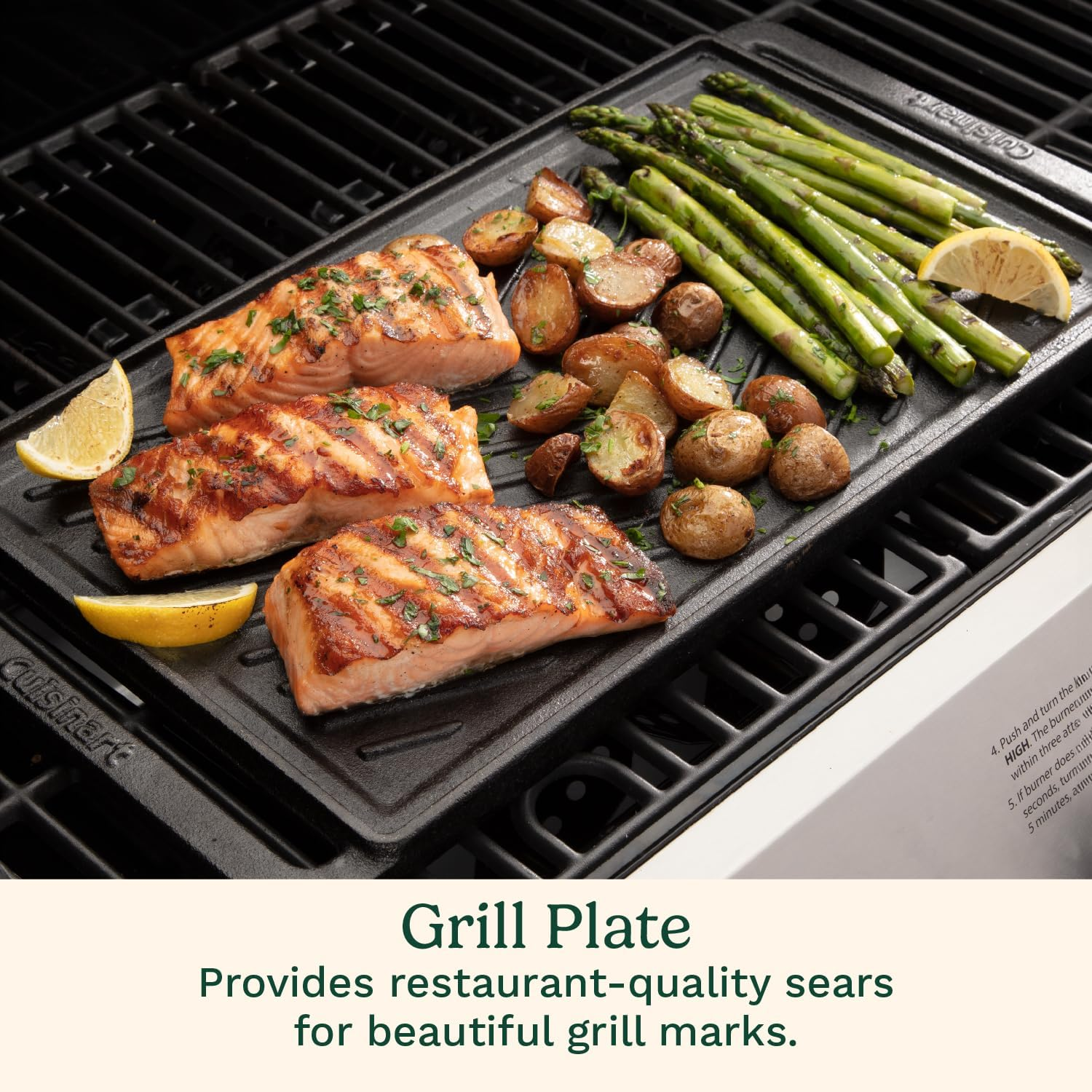 Cuisinart CCP-2000 Reversible Cast Iron Grill/Griddle Cookware Plate, Ribbed Grill & Smooth Flat Top Griddle image number 1
