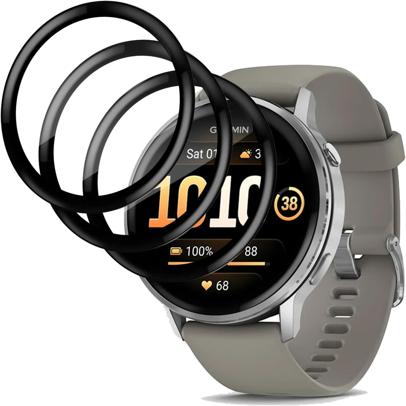 Wookfiss Screen Protector for Garmin Venu 4 45 Mm for Tempered Glass, [Pack of 3] HD Composite Ultra Thin Screen Protector, 3D Full Coverage [Anti-Scratch] [Bubble-Free] Tempered Glass Screen image number 6