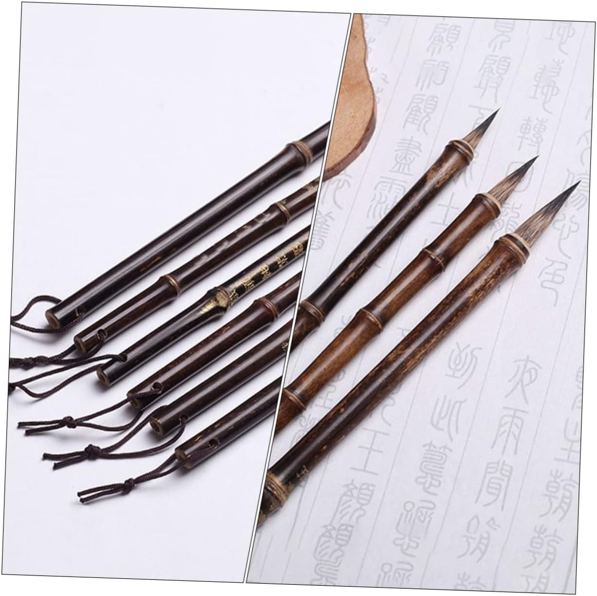 Operitacx Traditional Calligraphy Brush Pen for Beginners and Professionals Smooth Writing Purple Hair Bamboo Handle Calligraphy Art Practice image number 5