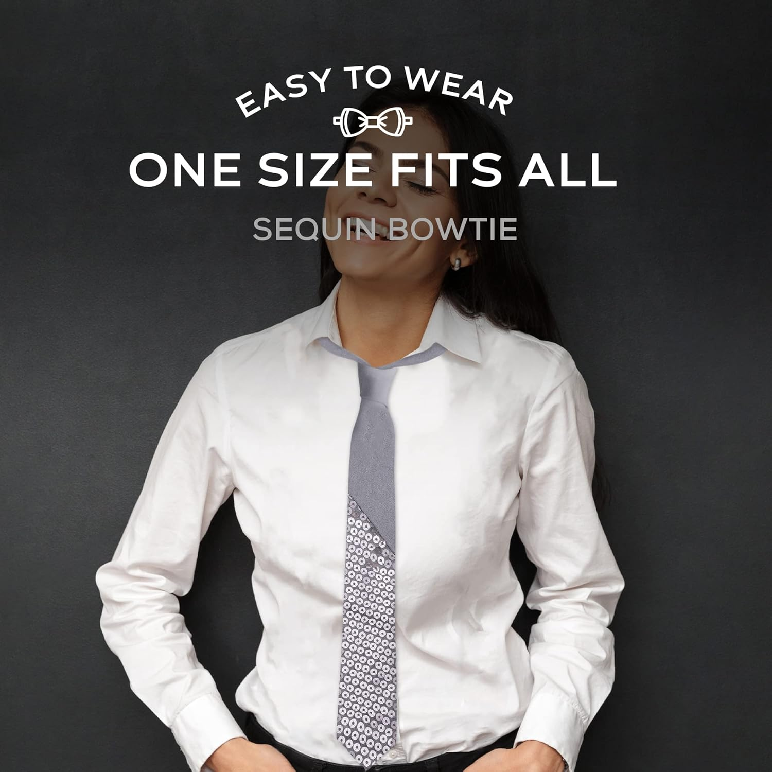 Mens Fashion Sequin Skinny Tie - Great for Weddings, Parties, Costumes, Halloween - Many Colors to Choose From image number 3