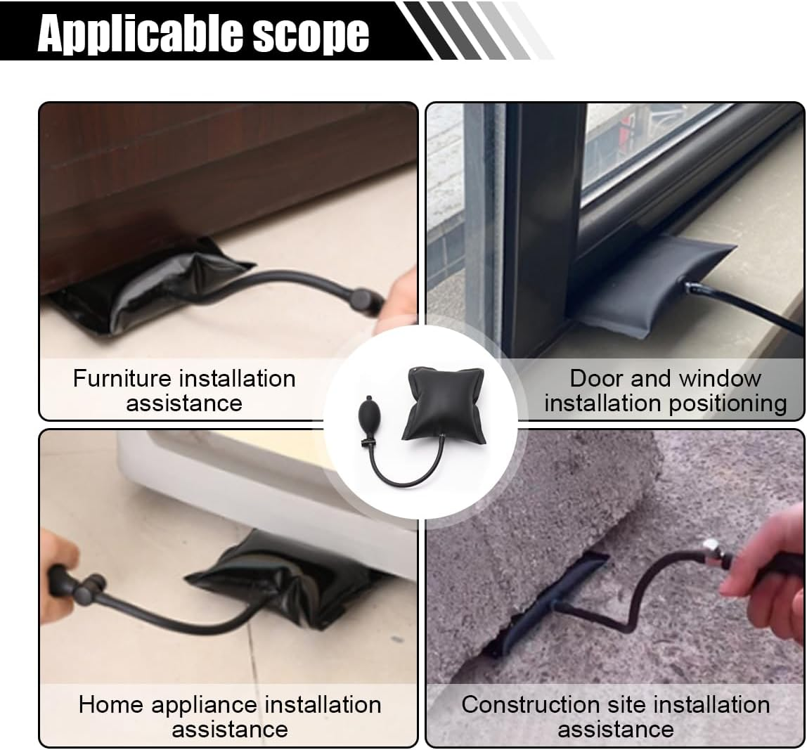 Air Wedge Pump, Professional Leveling Alignment Tool, Auto Adjustable Inflatable Air Shim Bag, Max Load 300LB Air Wedge Bag Pump for Car, Home Use, Door, Window (2PCS) image number 2