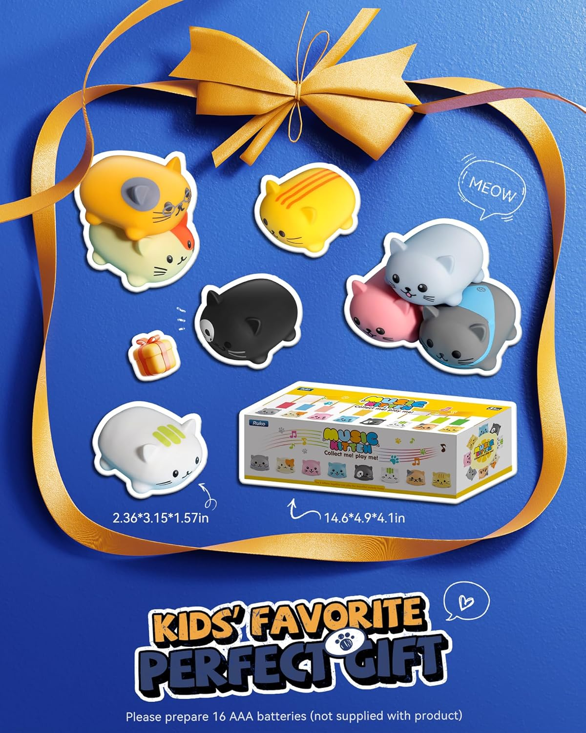 Ruko Musical Cat/Kittens Piano Keyboards with Cute Meow Tone, Touch Play Music Scale, Fun Robot Toy for Kids/Adults, Boys & Girls Age 3 4 5 6 7 8 9, Educational Instrument (8Pcs) image number 2