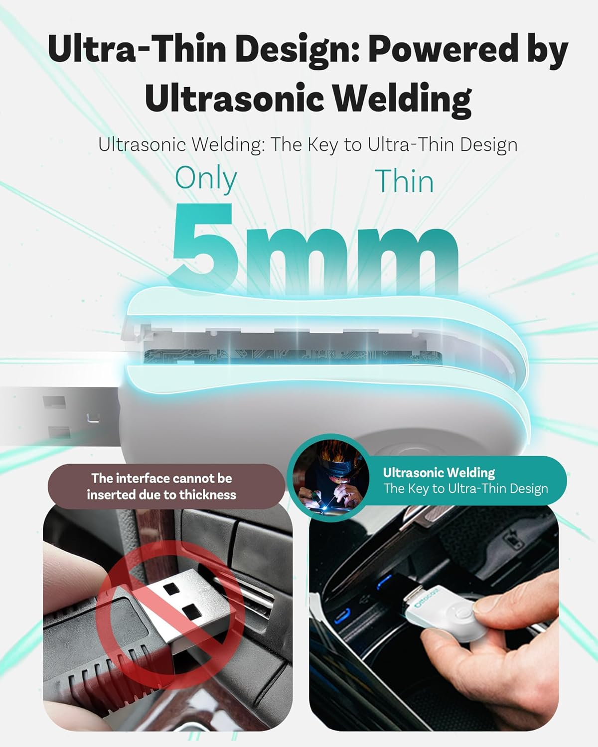 OTTOCAST Mini 2025 Wireless Carplay & Android Auto 2-In-1 Adapter, Plug & Play, 5Ghz Wifi, Auto Connect for Iphone & Android, Fits 98%+ OEM Wired Carplay Cars（Ca505-T1-White） image number 6