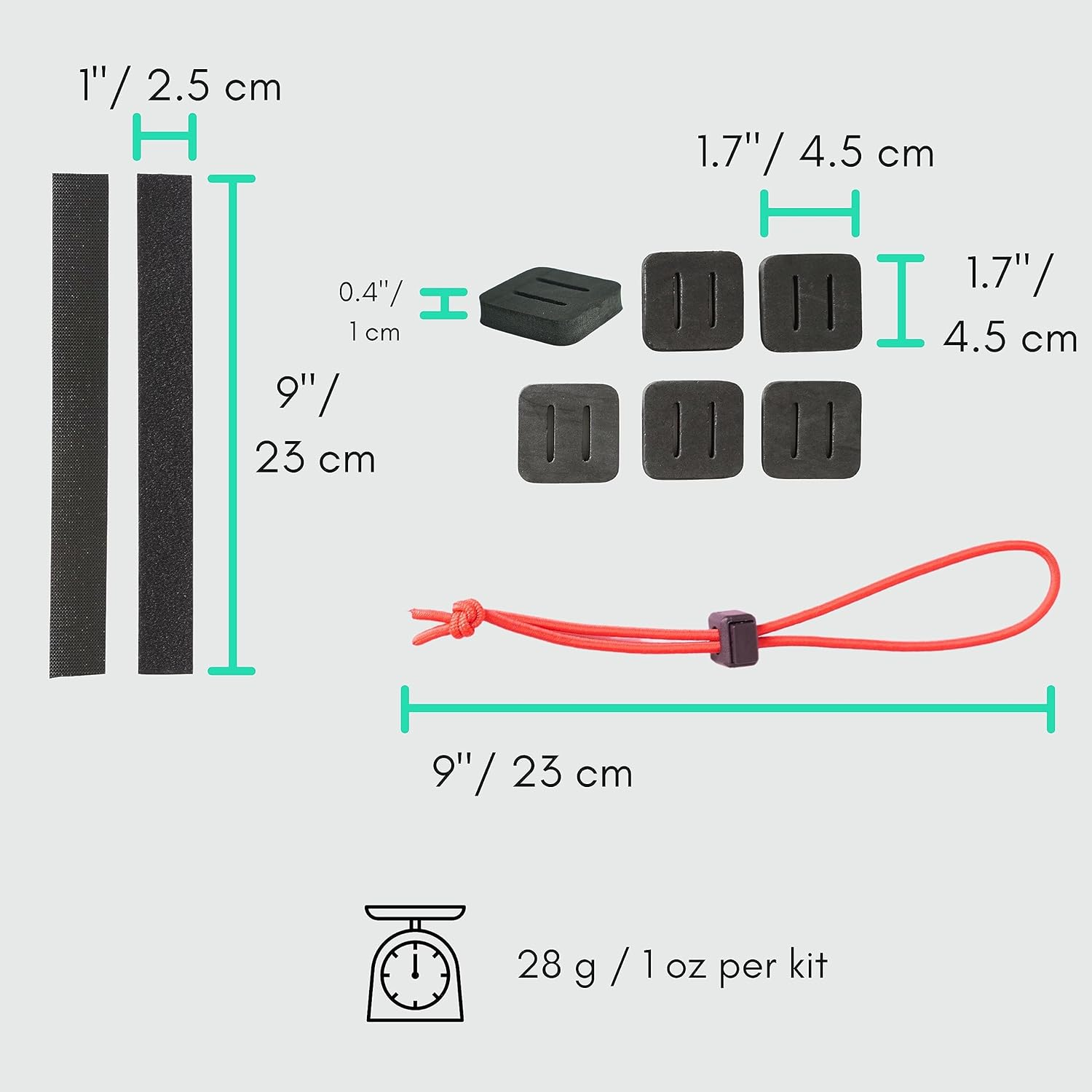 Vincita Handlebar Bag Foam Spacer Kit - Made from High-Density Foam - 9-Piece Kit Include 6 Foam Spacers, 2 Straps, and 1 Adjustable Elastic Strap - Bikepacking and Cycling Accessories image number 2