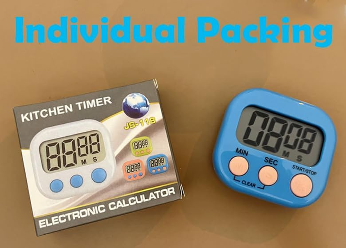 4 PCS Digital Timer Set with Magnetic Back & Stand, 100-Minute Count Up/Down Timer, Large LCD Display, Digital Timers Loud Alarm Kitchen Timers for Cooking Minute Second Count up Countdown (4, Color) image number 4